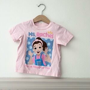 Ms. Rachel Girls 18 Months Soft Pink Kids Cotton Graphic Short Sleeve Tee